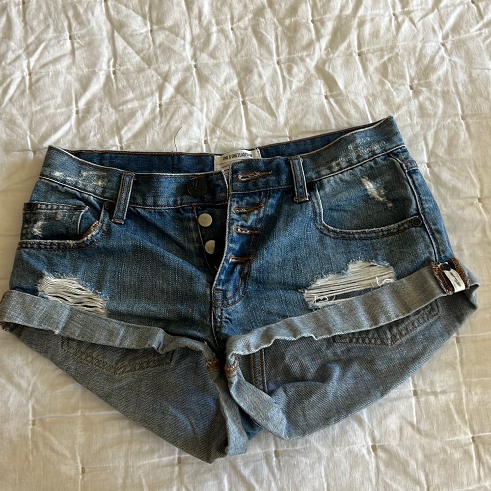 One teaspoon medium wash bandits denim shorts